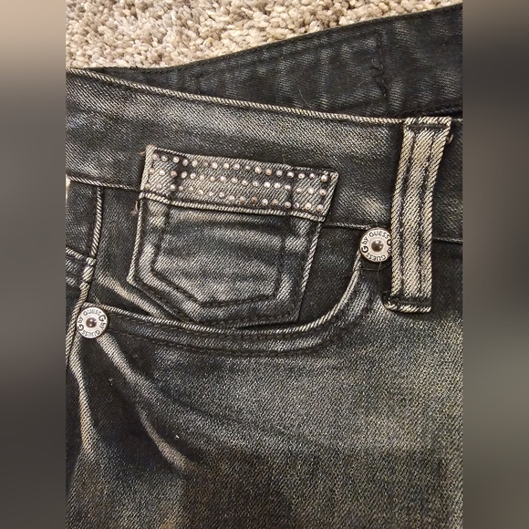 NWOT! Guess Rhinestone Studded Distressed Shorts Blue Denim 28 - Picture 4 of 11